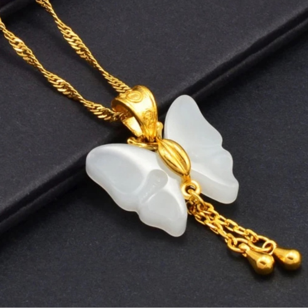 White butterfly necklace